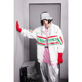Unisex Jacket Embroidered Jacket Men and Women Couple Loose Stand Collar Coat